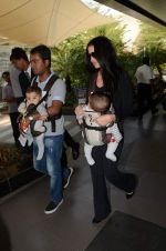 Celina Jaitley snapped with her twins at airport in Mumbai on 18th Oct 2012 (1).JPG